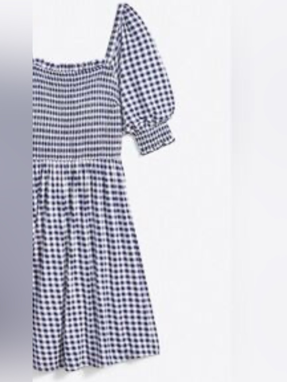 Draper James|Gingham Puff Sleeve Square Neck Summer Dress in Navy-Jo Dee,NWT•••